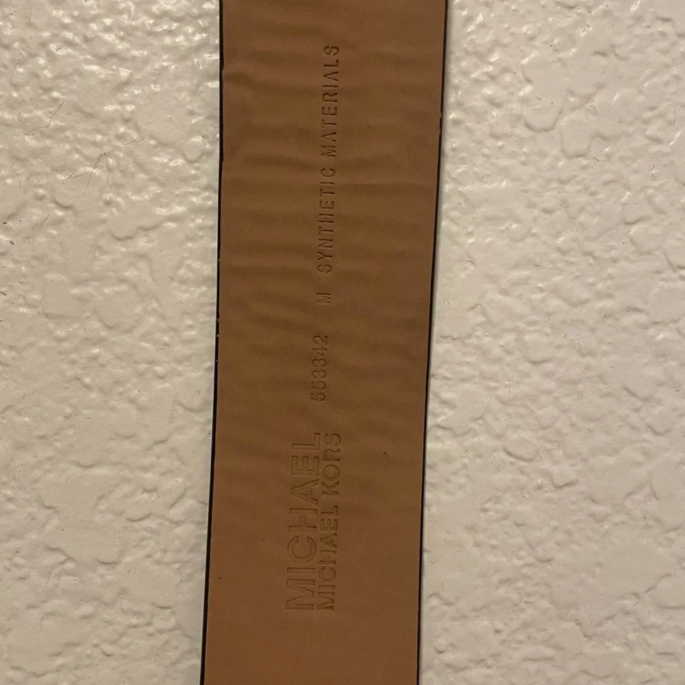 Michael Kors Patterned Belt with Gold Logo Buckle - Picture 3 of 6